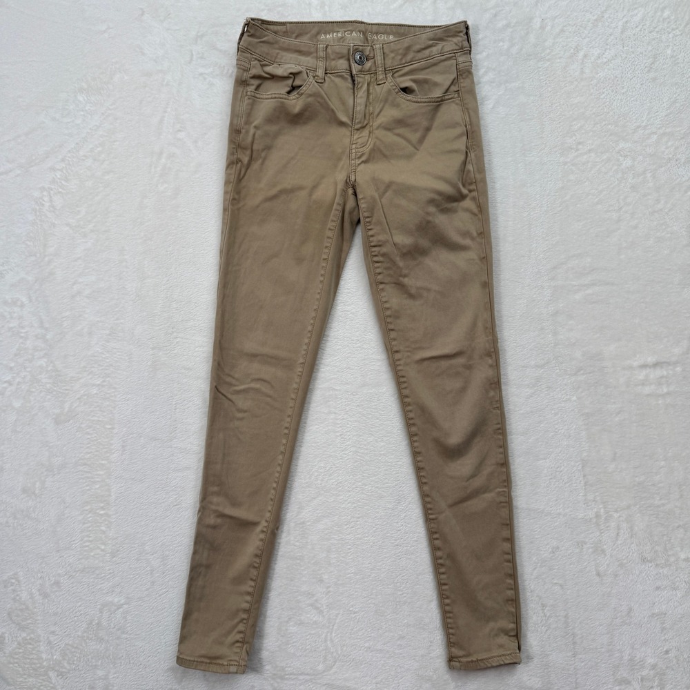 American Eagle Jeggings Womens 4 Regular Khaki Tan Super Stretch Skinny‎ Pants